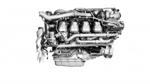 Scania 16-litre V8 520/580/730 hp Euro 6 engine with EGR and SCR. Illustration: Scania 2014
