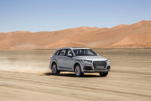 At the beginning of April, the new Audi Q7 was in Namibia for the Last Approval Drive. On the final approval drive, Prof. Dr. Hackenberg and his chief development engineers from Technical Development performed the last fine-tuning of the Audi Q7. Prof. Dr. Ulrich Hackenberg, Board Member for Technical Development at AUDI AG: The new Q7 also marks the debut of the second-generation modular longitudinal platform, the Audi technology matrix for models with longitudinally mounted engines. Efficient development and manufacturing provide Audi with the flexibility to offer new technologies and drive variants. The new Audi Q7 is a statement of our competence. With up to 325 kilograms (716.5 lb) less weight, it sets the benchmark among the competition. It is up to 28 percent more fuel efficient and is equipped with the latest assistance systems, infotainment modules and connect features.
