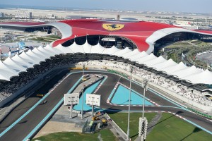 Aerial view. Formula One World Championship, Rd19, Abu Dhabi Grand Prix, Qualifying, Yas Marina Circuit, Abu Dhabi, UAE, Saturday 22 November 2014. This image is the property of the EAA. Please refer to T&Cs for usage.